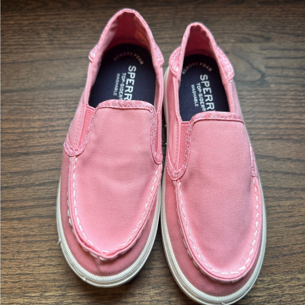 Sperry Pink Canvas Washable Top Sider Sneakers Slip-On Casual boat shoes